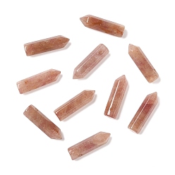Quartz Fraise Pendentifs pointus en quartz fraise naturel, facette, balle, 30~33x8~9mm, Trou: 1.4~1.6mm