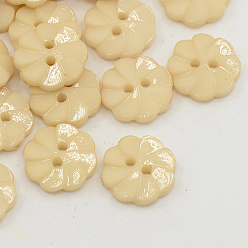 пшеница Акриловые кнопки, 2-луночное, окрашенные, цветок, цвет пшеницы, 13x3 мм, отверстие : 2 мм