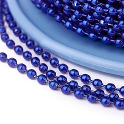 Blue Iron Ball Chains, Soldered, with Spool, Electrophoresis, Blue, 1.5mm, about 100yards/roll(91.44m/roll)