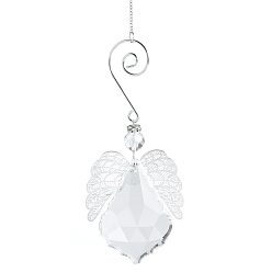 Wing Teardrop Glass Hanging Suncatcher Pendant Decoration, Crystal Ceiling Chandelier Ball Prism Pendants, with Stainless Steel Findings, Wing, 350mm