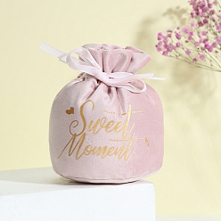Pink Pochettes à cordon en velours, bonbons sacs-cadeaux fête de noël faveurs de mariage sacs, rose, 15x13 cm