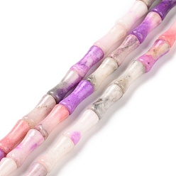 Plum Natural Dolomite & Synthetic Opal Beads Strands, Dyed, Bamboo Stick, Plum, 12x5mm, Hole: 0.5mm, about 34pcs/strand, 15.94''(40.5cm)