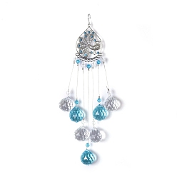 Platine Cristal lustre suncatchers prismes chakra pendentif suspendu, avec chaînes et maillons en fer, Des billes de verre, larme, platine, 220mm