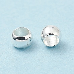 Silver Brass Beads, Cadmium Free & Lead Free, Long-Lasting Plated, Rondelle, Silver, 3x2mm, Hole: 1.8mm