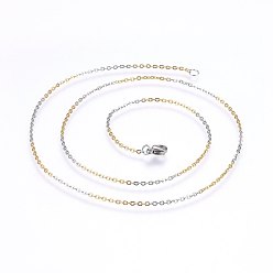 Golden & Stainless Steel Color 304 Stainless Steel Cable Chain Necklaces, with Lobster Claw Clasps, Golden & Stainless Steel Color, 19.6 inch(50cm), 1.5x0.4mm