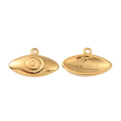 Real 18K Gold Plated Ion Plating(IP) 304 Stainless Steel Pendants, Eye Charm, Real 18K Gold Plated, 14x22x3mm, Hole: 2mm
