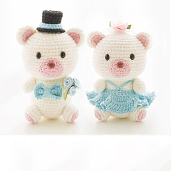 Bear DIY Wedding Doll Knitting Kits for Beginners, including Yarn, Instruction, Bear, Finish Product: 140mm