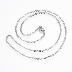 Stainless Steel Color 304 Stainless Steel Cable Chain Necklaces, with Lobster Claw Clasps, Stainless Steel Color, 17.7 inch(45cm), 10strand/bag