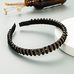 Noir Serre-tête en perles de verre bling bling, accessoires de cheveux de fête pour femmes filles, noir, 12mm