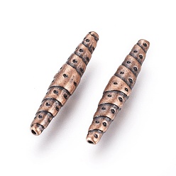 Red Copper Tibetan Style Alloy Beads, Lead Free and Cadmium Free, Tube, Red Copper, 25x5mm, Hole: 1mm