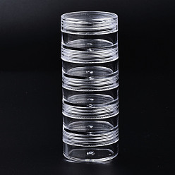 Clear Polystyrene Bead Storage Containers, with 5 Compartments Organizer Boxes, for Jewelry Beads Small Accessories, Column, Clear, 4x10cm, compartment: 3.4x1.9cm