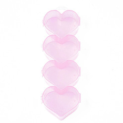 Pearl Pink Heart Polypropylene(PP) Bead Storage Container, with Hinged Lid, for Jewelry Small Accessories, Pearl Pink, 190x64x29mm, Hole: 9x15mm