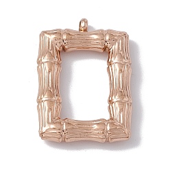 Розовое Золото Ионное покрытие (ip) 304 подвески из нержавеющей стали, прямоугольные бамбуковые подвески, розовое золото , 24.5x16.5x3.5 мм, отверстие : 1.6 мм