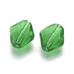 Lime Vert Imitations de perles de cristal autrichien, grade de aaa, facette, losange, lime green, 14~14.5x12x5~7mm, Trou: 0.9~1mm