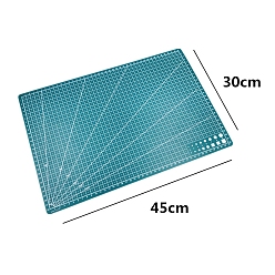 Bleu Vert Tapis de découpe en plastique pvc double face, rectangle, pour outils en céramique et argile, rectangle, sarcelle, 45x30 cm