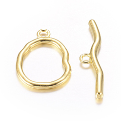 Golden Alloy Toggle Clasps, Cadmium Free & Nickel Free & Lead Free, Golden, Size: Oval: about 25mm wide, 36mm long, 3mm thick, hole: 3mm, Bar: about 10mm wide, 49mm long, hole: 3mm