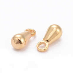 Real 18K Gold Plated Brass Charms, Chain Extender Drop, Teardrop, Nickel Free, Real 18K Gold Plated, 6x3mm, Hole: 1mm