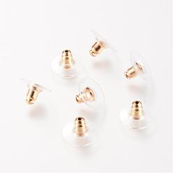 Golden Brass Ear Nuts, Bullet Clutch Earring Backs with Pad, for Droopy Ears, Nickel Free, Golden, 12x12x7mm, Hole: 1mm