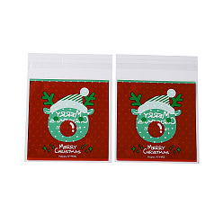 (123L) Белый крем непрозрачный блеск Пластиковый пакет для выпечки с рождественской тематикой, с самоклеющейся, для шоколада, конфеты, печенье, квадратный, огнеупорный кирпич, 130x100x0.2 мм, около 100 шт / упаковка