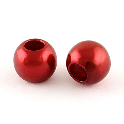 Brique Rouge Perles européennes imitation plastique abs, perles de rondelle avec grand trou , firebrick, 11.5~12x10mm, Trou: 4~5mm, environ780 pcs / 500 g