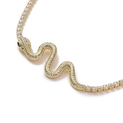 Oro Collar con colgante de serpiente de zirconia cúbica con cadenas de copa, joyas de latón para mujer, dorado, 29.13 pulgada (74 cm)