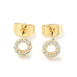 Золотой Латунные микро проложить серьги стержня кубического циркония, ювелирные кольца для женщин, золотые, 5.5 мм