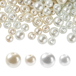 Mixed Color Glass Pearl Beads Strands, for Beading Jewelry Making, Pearlized Crafts Jewelry Making, Round, Mixed Color, 200pcs/bag