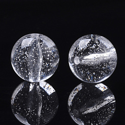 Clear Transparent Acrylic Beads, Glitter Beads, Round, Clear, 16x15.5mm, Hole: 2mm, about 210pcs/500g