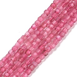 Турмалин Натуральный розовый турмалин бисер нитей, граненые, кубические, 2.5x2.5x2.5 мм, отверстие : 0.5 мм, около 186~188 шт / нитка, 15.16~15.35 дюйм (38.5~39 см)