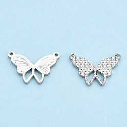 Plata 925 colgantes de plata de ley, encantos de la mariposa, plata, 10.5x15.5x1.5 mm, agujero: 0.8 mm