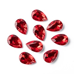 Red Glass Point Back Rhinestone, Back Plated, Faceted, teardrop, Red, 29x20x9mm