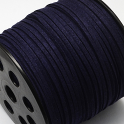 Midnight Blue Eco-Friendly Faux Suede Cord, Faux Suede Lace, Midnight Blue, 3.0x1.4mm, about 98.42 yards(90m)/roll