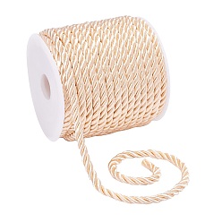 Bisque PANDAHALL ELITE 3-Ply Polyester Braided Cord, Twisted Rope, for DIY Cord Jewelry Findings, Bisque, 5mm, about 18m/roll