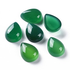 Green Aventurine Natural Green Onyx Agate Cabochons, Teardrop, Dyed & Heated, 16x12x6mm