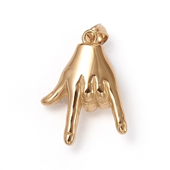 Golden 304 Stainless Steel ASL Pendants, Gesture for I Love You, Golden, 37x28x11.5mm, Hole: 8x5mm