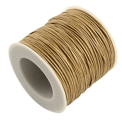 Bois Solide Cordons de fil de coton ciré écologiques, cordons de perles en macramé, pour la fabrication de bijoux de collier de bracelet, burlywood, 1 mm, environ 100 mètres / rouleau