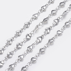 Stainless Steel Color 304 Stainless Steel Chains, Heart Link Chains, Soldered, Stainless Steel Color, 8.5x4x1.5mm