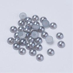 Gris 10000 cabochons en plastique imitation perle avec abs, demi-tour, grises , 4x2mm