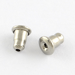 Stainless Steel Color 304 Stainless Steel Ear Nuts, Bullet Earring Backs, Stainless Steel Color, 5.5x4.5x4.5mm, Hole: 1mm