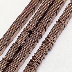 Copper Plated Electroplate Non-magnetic Synthetic Hematite Heishi Beads Strands, Thin Slice Flat Square Beads, Grade A, Copper Plated, 3x3x1mm, Hole: 1mm, bout 400pcs/strand, 16 inch