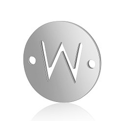 Letter W Conectores de enlaces de acero de titanio, plano y redondo con la letra, color acero inoxidable, carta.w, 12x0.8 mm, agujero: 0.8 mm