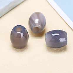 Grey Agate Natural Grey Agate European Beads, Large Hole Bead Beads, Barrel, 18x16mm, Hole: 6mm