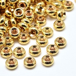Golden Rack Plating Brass Flat Round Spacer Beads, Golden, 6x3mm, Hole: 2mm