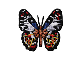Coloré Tissu de broderie informatisé en forme de papillon, patchs à repasser/à coudre, accessoires de costumes, colorées, 52x55mm