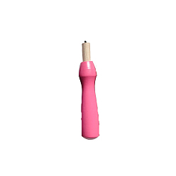 Pink Wood Embroidery Stitching Punch Needle, with Copper Wire, Cross Stitch Tools, Pink, Handle: 90x14mm, Pin: 78mm
