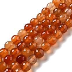 Carnelian Natural Carnelian Beads Strands, Faceted(128 Facets), Round, 10mm, Hole: 1mm, about 36~38pcs/strand, 14.17~14.96 inch(36~38cm)