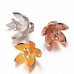 Mixed Color Brass Charms, Flower, Mixed Color, 8x9mm, Hole: 1.5mm