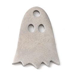 Stainless Steel Color Halloween 201 Stainless Steel Pendants, Ghost Charm, Stainless Steel Color, 14.5x10.5x1mm, Hole: 1.5mm