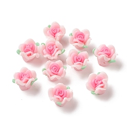 Perlas de Color Rosa Abalorios de la arcilla de polímero hechos a mano, rosa, rosa perla, 9.5~11x15~16x14~17 mm, agujero: 1.4~2 mm