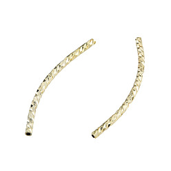Plaqué 14K Or Véritable Laiton courbes perles tubulaires, sans nickel, réel 14 k plaqué or, 30x5.5x2mm, Trou: 1.2mm